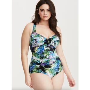 Torrid Underwire Lace-Up One Piece Swimsuit Cool Tropical Plus Size 4X